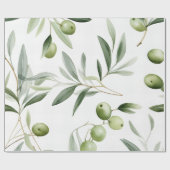 Waterverf groene olijven en bladeren naadloos patr cadeaupapier (Vlak)