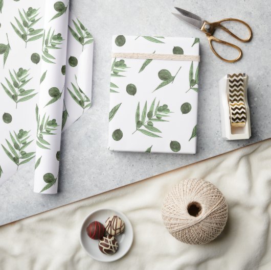 Waterverf Groene Olijven en Olijftakken Cadeaupapier (Crafts)