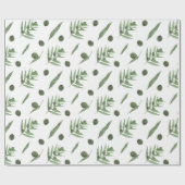 Waterverf Groene Olijven en Olijftakken Cadeaupapier (Vlak)