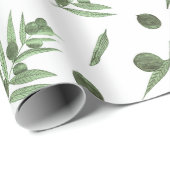 Waterverf Groene Olijven en Olijftakken Cadeaupapier (Rol Hoek)