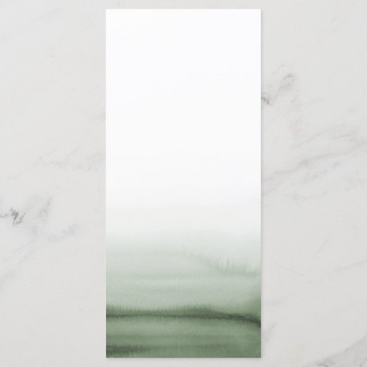 Waterverf Groene Ombre Moderne Bruiloft Menu (Achterkant)