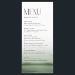 Waterverf Groene Ombre Moderne Bruiloft Menu<br><div class="desc">menukaart met waterverf groene ombre en moderne typografie. Personaliseer door datum en maaltijdkeuze toe te voegen. Deze groene ombre menukaart is ideaal voor bruiloften,  baby showers,  vrijgezellenfeesten,  verjaardagen en meer.</div>