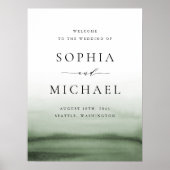 Waterverf Groene Ombre Moderne bruiloft Welkom Poster (Voorkant)