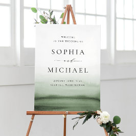 Waterverf Groene Ombre Moderne bruiloft Welkom Poster