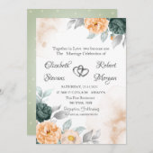 Waterverf Groene Oranje Rozen Kaart (Voorkant / Achterkant)