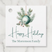 Waterverf Groene Ornament Trendy Holiday Party Bedankjes Labels (Voorkant)