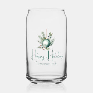 Waterverf Groene Ornament Trendy Holiday Party Blikvorm Glas