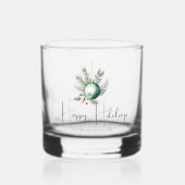 Waterverf Groene Ornament Trendy Holiday Party Whisky Glas (Voorkant)