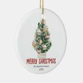 Waterverf Groene Ornamenten Boom Vrolijk Kerstfees (Rechts)