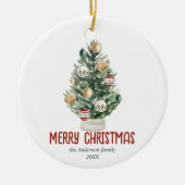 Waterverf Groene Ornamenten Boom Vrolijk Kerstfees (Voorkant)