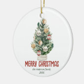 Waterverf Groene Ornamenten Boom Vrolijk Kerstfees (Links)