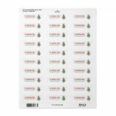 Waterverf Groene Ornamenten Boom Vrolijk Kerstfees Etiket (Full Sheet)