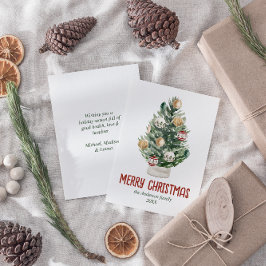 Waterverf Groene Ornamenten Boom Vrolijk Kerstfees Feestdagenkaart