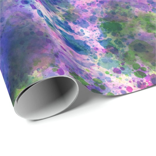 Waterverf Groene Paarse blauwe verf Abstract Cadeaupapier (Rol Hoek)