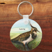 Waterverf groene Paarse vogelvlucht Sleutelhanger (Voorkant)