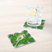 Waterverf groene papegaai en palmbladeren kartonnen onderzetters (Insitu)