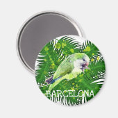 Waterverf groene papegaai en palmbladeren magneet (Voorkant / Achterkant)