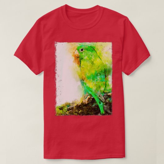 Waterverf Groene papegaai T-shirt (Design voorkant)