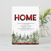 Waterverf Groene Pijnboom en rode Buffalo Geplakt  Save The Date (Staand voorkant)