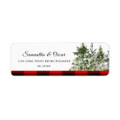 Waterverf groene pijnboom en rode buffelplaat etiket (Voorkant)