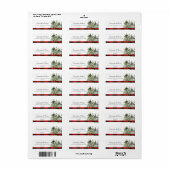 Waterverf groene pijnboom en rode buffelplaat etiket (Full Sheet)