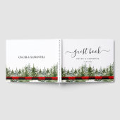 Waterverf groene pijnboom en rode buffelplaat gastenboek (Volledig)