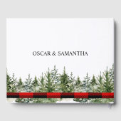 Waterverf groene pijnboom en rode buffelplaat gastenboek (Achterkant)