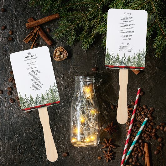 Waterverf groene pijnboom en rode buffelplaat handwaaier