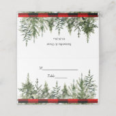 Waterverf groene pijnboom en rode buffelplaat plaatskaartje (Buitenkant ongevouwen)