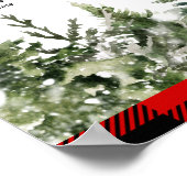 Waterverf groene pijnboom en rode buffelplaat poster (Hoek)