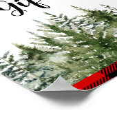 Waterverf groene pijnboom en rode buffelplaat poster (Hoek)