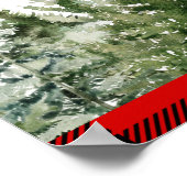 Waterverf groene pijnboom en rode buffelplaat poster (Hoek)