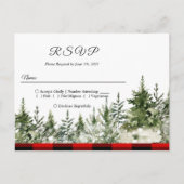 Waterverf groene pijnboom en rode buffelplaat uitnodiging briefkaart (Voorkant)