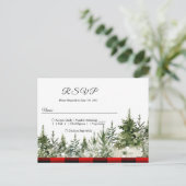 Waterverf groene pijnboom en rode buffelplaat uitnodiging briefkaart (Staand voorkant)