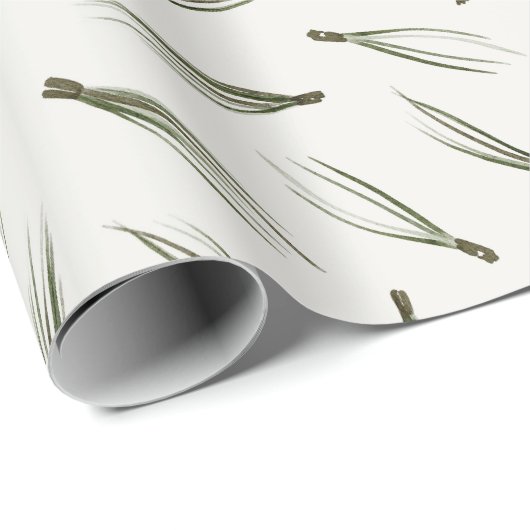 Waterverf Groene Pijnboom Moderne Kerst Cadeaupapier (Rol Hoek)