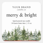 waterverf Groene Pijnboom & Rode Buffalo Plaid Vierkante Sticker (Voorkant)