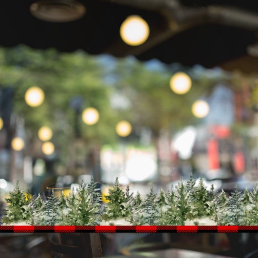 Waterverf groene pijnboom & rode buffelplaid raamsticker