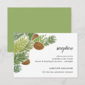 Waterverf Groene Pine Branch Cones Informatiekaartje (Voorkant / Achterkant)