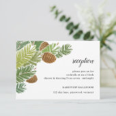 Waterverf Groene Pine Branch Cones Informatiekaartje (Staand voorkant)