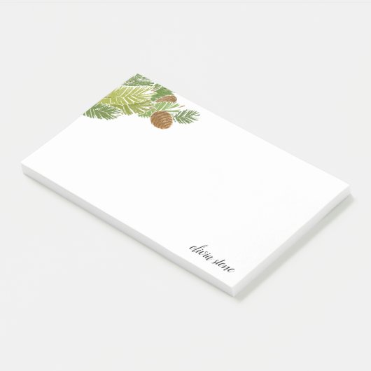 Waterverf Groene Pine Branch Cones Post-it® Notes (Schuin)