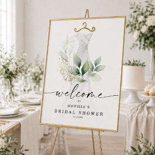 Waterverf Groene Plant Gold Bruiloft Welkom Poster