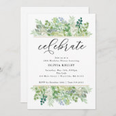 Waterverf Groene Plantengroei en Bladergrens Viere Kaart (Voorkant / Achterkant)