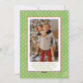 Waterverf Groene Polka Dot Bow Kerstfoto Feestdagenkaart (Achterkant)
