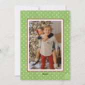 Waterverf Groene Polka Dot Bow Kerstfoto Feestdagenkaart (Achterkant)