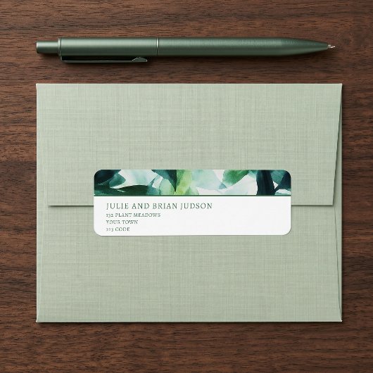 Waterverf groene rand retouradres etiket