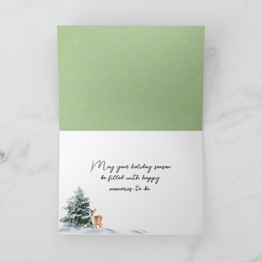 Waterverf Groene Retro Kerstwagen Feestdagen Kaart (Binnen)