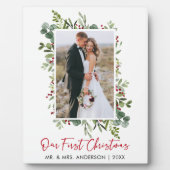 Waterverf Groene Rood Bessen Kerst Foto Fotoplaat (Voorkant)