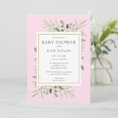Waterverf Groene Roze Baby Shower voor Meisjes Kaart (Staand voorkant)