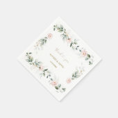 Waterverf Groene Roze Bloem Gouden Bruiloft Servet (Hoek)