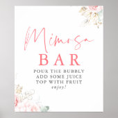 Waterverf groene roze bloem Mimosa Bar bord Poster (Voorkant)
